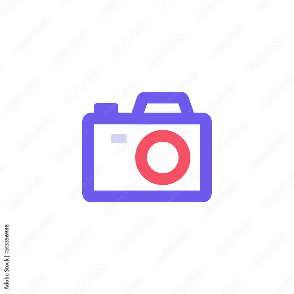 Editable photographing icons for web and mobile.Included icons line Camera, Photo camera with beautiful colors.Camera Icon in trendy flat style.Camera symbol for your web site design, logo, app, UI.