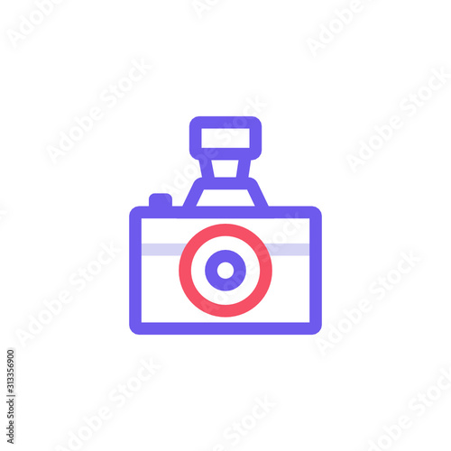 Editable photographing icons for web and mobile.Included icons line Camera, Photo camera with beautiful colors.Camera Icon in trendy flat style.Camera symbol for your web site design, logo, app, UI.