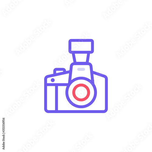 Editable photographing icons for web and mobile.Included icons line Camera, Photo camera with beautiful colors.Camera Icon in trendy flat style.Camera symbol for your web site design, logo, app, UI.
