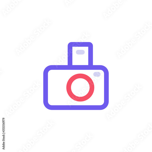 Editable photographing icons for web and mobile.Included icons line Camera, Photo camera with beautiful colors.Camera Icon in trendy flat style.Camera symbol for your web site design, logo, app, UI.