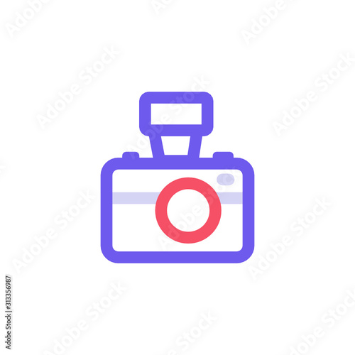 Editable photographing icons for web and mobile.Included icons line Camera, Photo camera with beautiful colors.Camera Icon in trendy flat style.Camera symbol for your web site design, logo, app, UI.