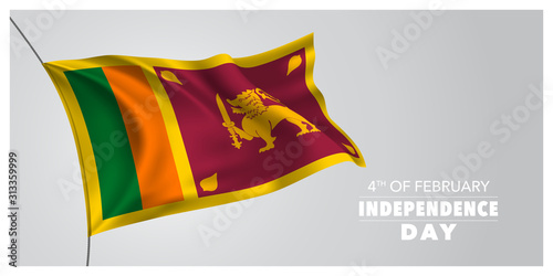 Sri Lanka independence day greeting card, banner, horizontal vector illustration