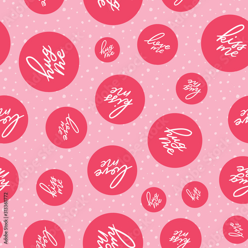 Vector Red Circles with White lettering seamless Background. Great for Valentines Day, gift wrapping