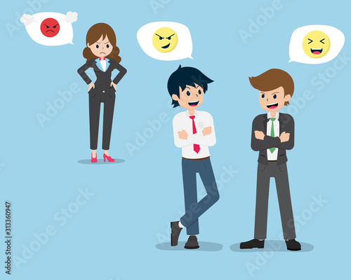 Salary Man Gossiping Customers to Colleague