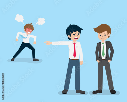 Salary Man Blaming others with the Boss