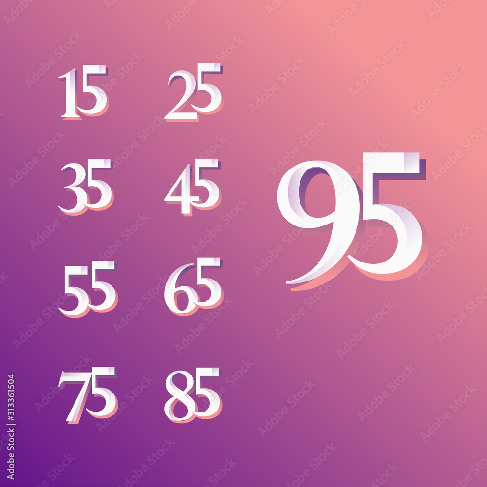 95 Years Anniversary Rainbow Number Vector Template Design Illustration 95 Years Anniversary Rainbow Number Vector Template Design Illustration