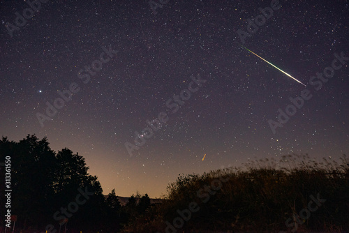 阿蘇夜景　流れ星