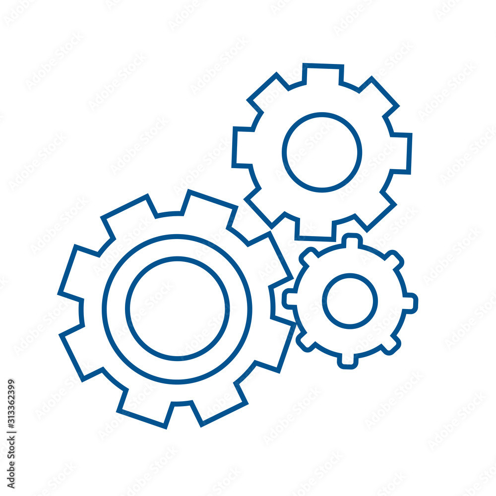  Simple flat gear illustration. Repair icon, breakdown 