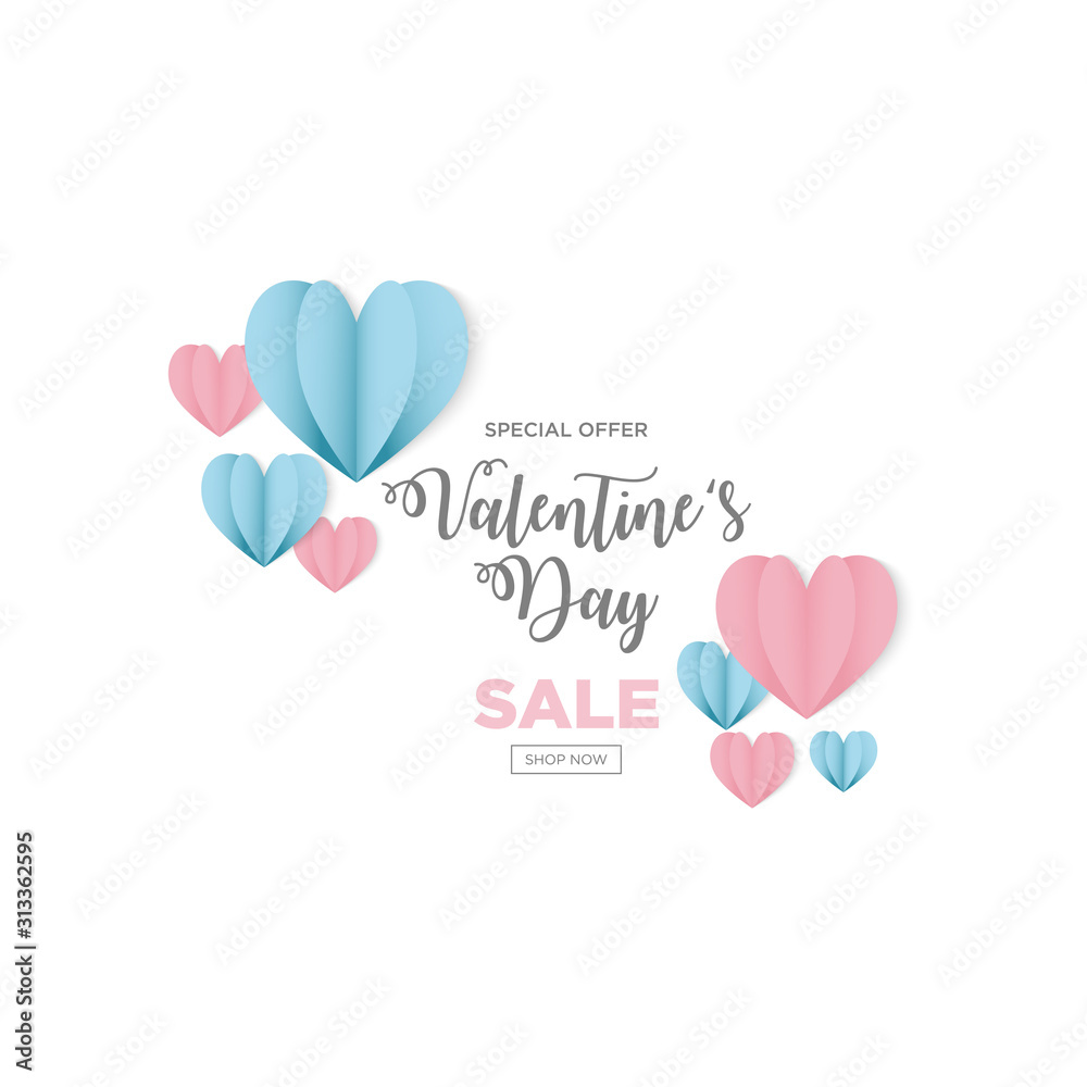 Valentines day sale background with Heart Shapes. Vector illustration.Wallpaper.flyers, invitation, posters, brochure, banners.