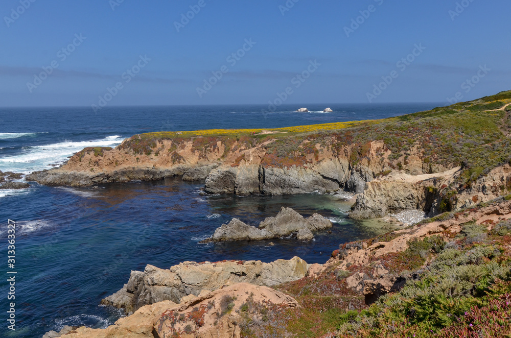 Lobos Rock and cliffs at Soberanes Point (Garrapata State Park, Monterey County, California)