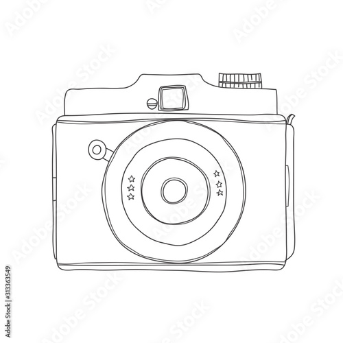 spy camera Vintage  subminiature hand drawn line art doodle vector illustration