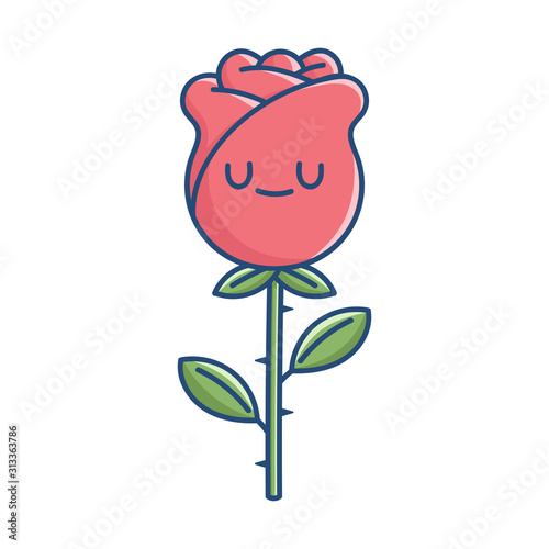 kawaii smiling rose flower illustration