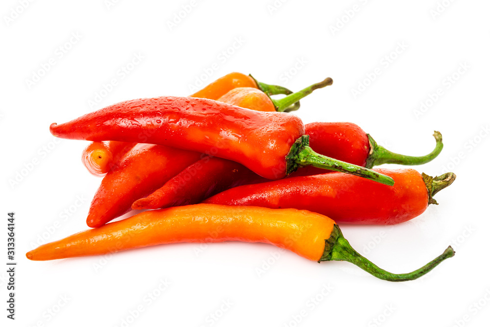 hot chilli peppers isolated on white background