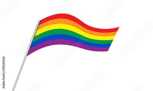 Rainbow flag. LGBT pride flag movement on white background. Vector illustration