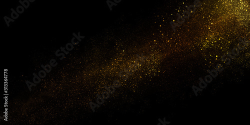 Golden glitter dust abstract background
