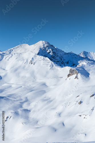 Beautiful view from the ski slopes of Heiligenblut, Glosslockner- Austria.