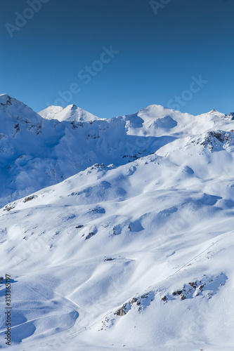 Beautiful view from the ski slopes of Heiligenblut, Glosslockner- Austria. © belyaaa