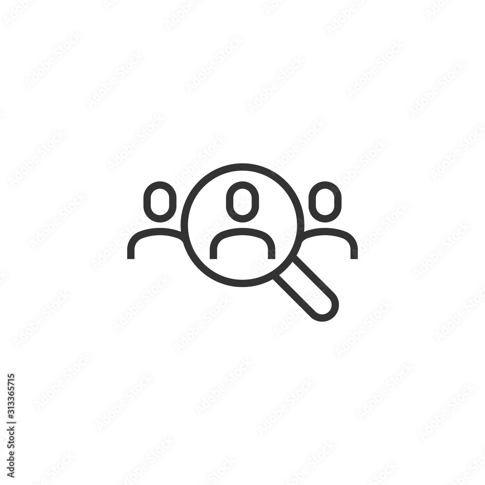 Search job vacancy icon in flat style. Loupe career vector illustration on white isolated background. Find people employer business concept. Search job vacancy icon in flat style. Loupe career vector illustration on white isolated background. Find people employer business concept.