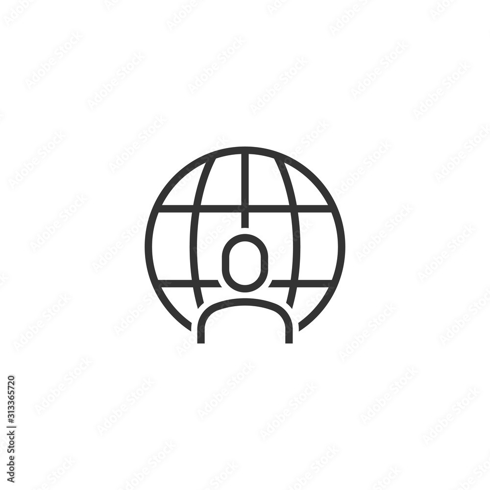 People global icon in flat style. World communication vector illustration on white isolated background. Cooperation business concept. People global icon in flat style. World communication vector illustration on white isolated background. Cooperation business concept.