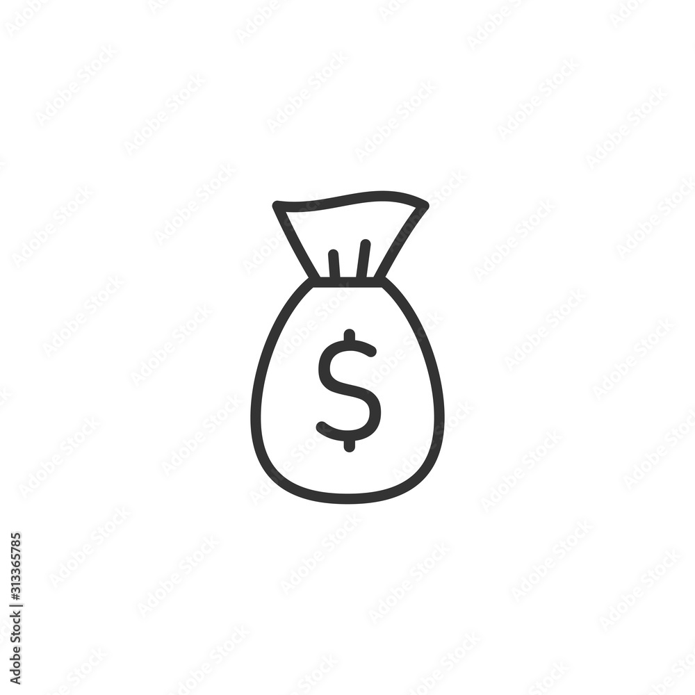 Money bag icon in flat style. Moneybag with dollar vector illustration on white isolated background. Cash sack business concept. Money bag icon in flat style. Moneybag with dollar vector illustration on white isolated background. Cash sack business concept.