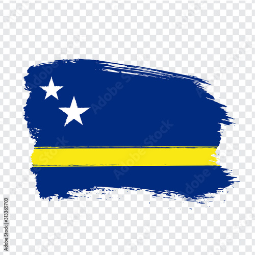 Flag of Curacao from brush strokes. Flag of Curacao on transparent background for your web site design, logo, app, UI.  America.  Netherlands. Stock vector.  EPS10.