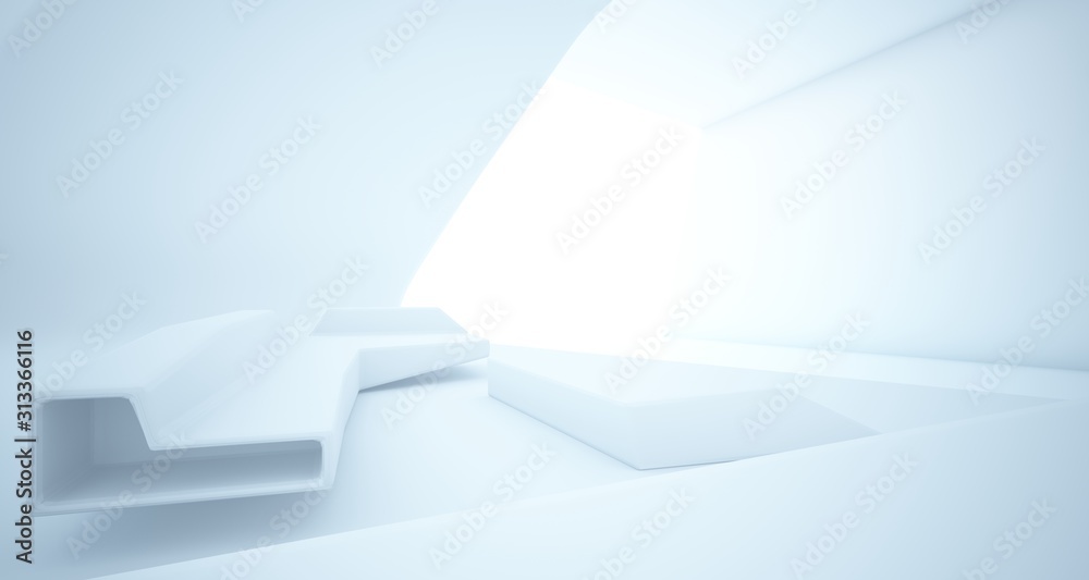 Abstract architectural smooth white interior of a minimalist house with swimming pool. 3D illustration and rendering. Abstract architectural smooth white interior of a minimalist house with swimming pool. 3D illustration and rendering.