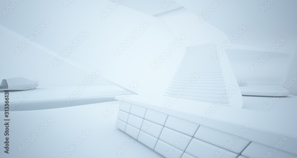 Abstract architectural smooth white interior of a minimalist house with swimming pool. 3D illustration and rendering. Abstract architectural smooth white interior of a minimalist house with swimming pool. 3D illustration and rendering.