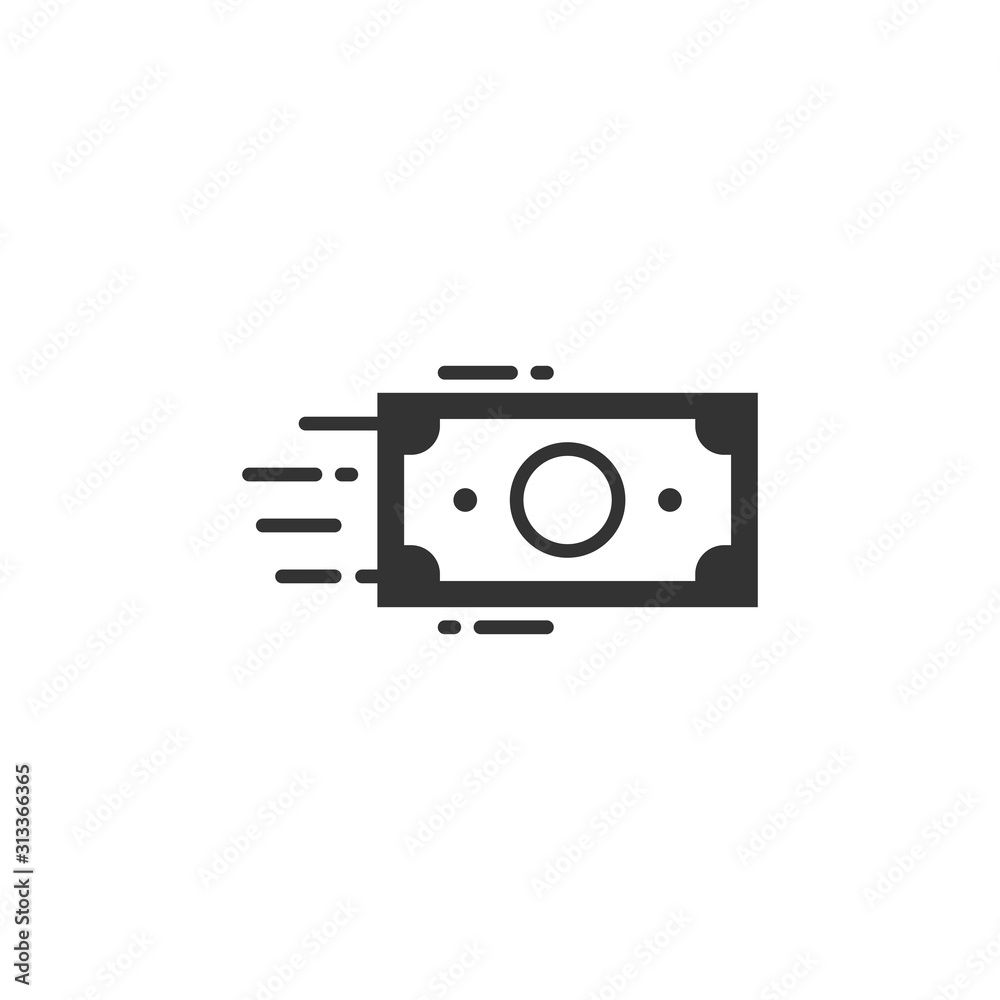 Money stack icon in flat style. Exchange cash vector illustration on white isolated background. Banknote bill business concept.