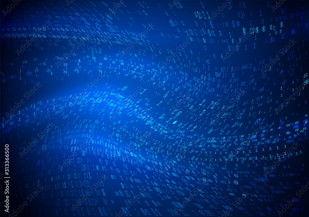 Digital binary code waves. Abstract technology backround with flowing data. Big data structure. Vector Illustration. Digital binary code waves. Abstract technology backround with flowing data. Big data structure. Vector Illustration.