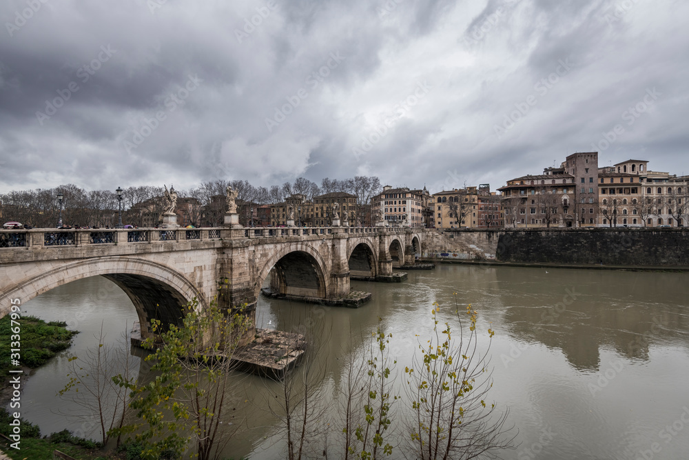 Ponte Sant'Angelo in Tiber river Rome