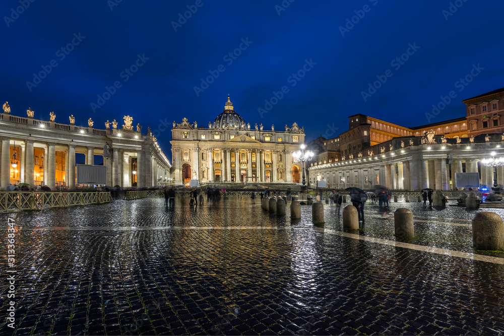 Vatican square with St. Peters basilica 