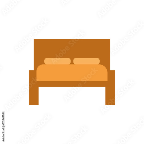 bed and pillow furniture isolated icon