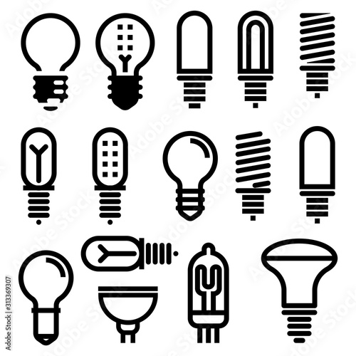 Electric lamp,icon. Lighting device, schematic image of the device, flat image.