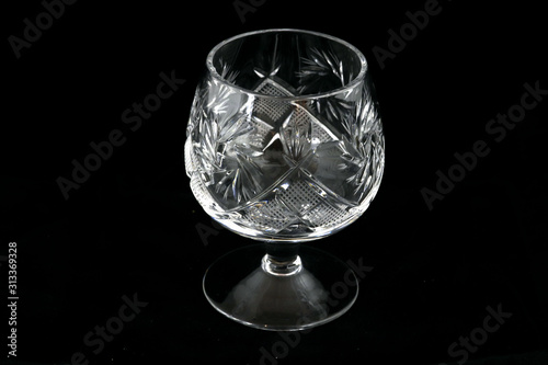 glass of water on black background