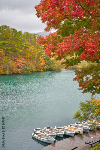 goshikinuma five color ponds in autumn season of fukushima photo