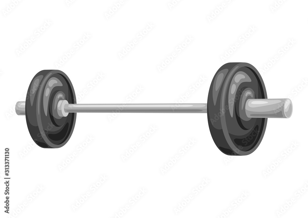 Illustration of athletic barbell with weight. Illustration of athletic barbell with weight.