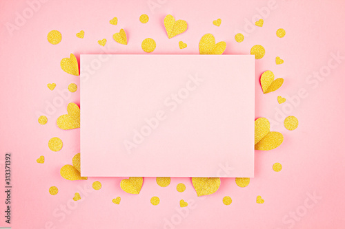 Abstract backdrop with paper cut shapes. Love, Saint Valentine, mothers day, birthday greeting cards, invitation concept © netrun78