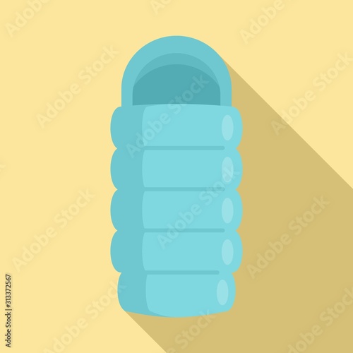 Adventure sleeping bag icon. Flat illustration of adventure sleeping bag vector icon for web design