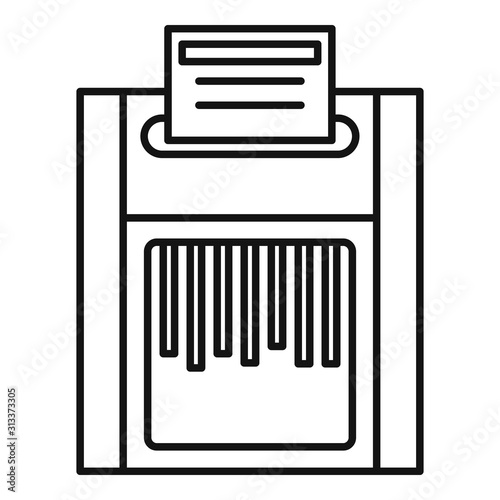 Office shredder icon. Outline office shredder vector icon for web design isolated on white background