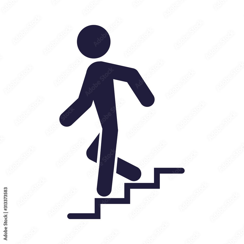 silhouette human going down the stairs signal silhouette human going down the stairs signal
