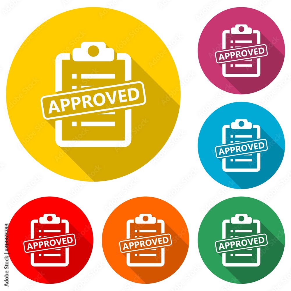 Compliance inspection approved icon isolated with long shadow Compliance inspection approved icon isolated with long shadow