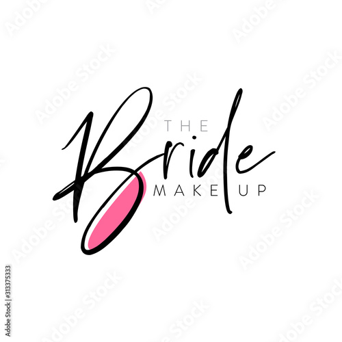 Bridal make up and salon logo design vector illustration