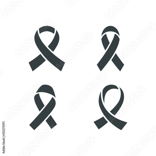 Set ribbons awareness isolated on white background. aids cancer awaareness ribbon