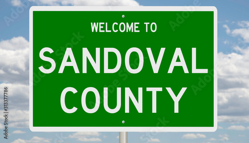Rendering of a green 3d highway sign for Sandoval County photo