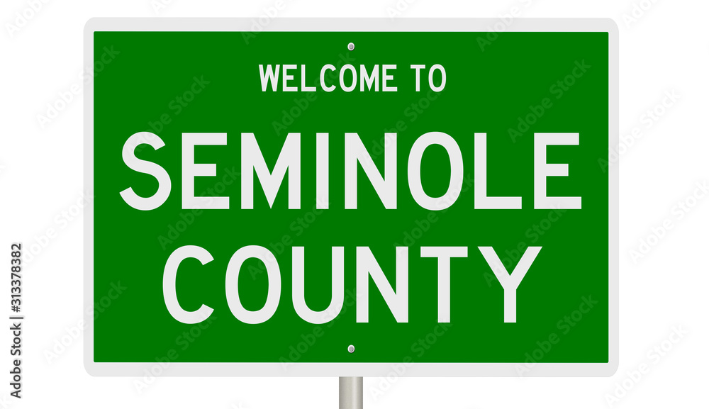 Rendering of a green 3d highway sign for Seminole County