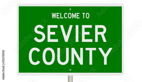 Rendering of a green 3d highway sign for Sevier County photo