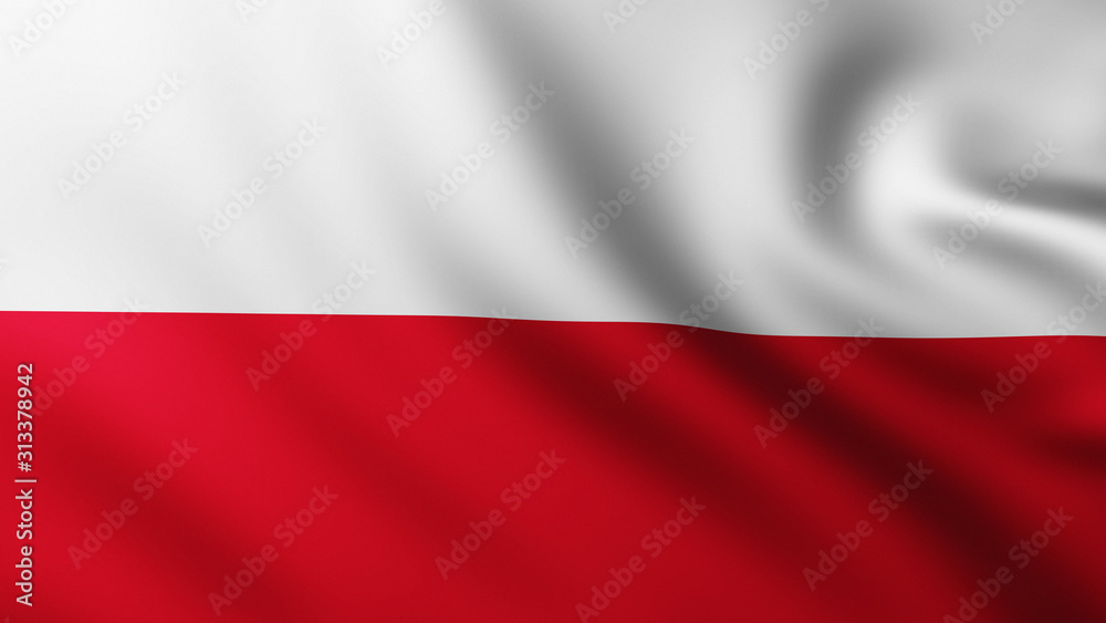 Large Flag of Poland background in the wind