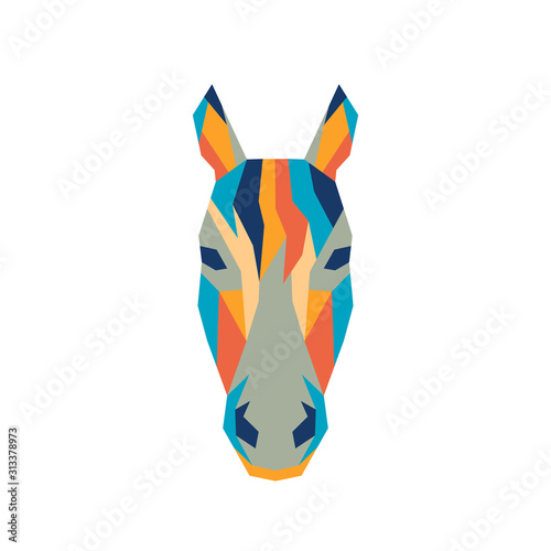 Geometric polygonal horse. Abstract colorful animal head. Vector illustration.