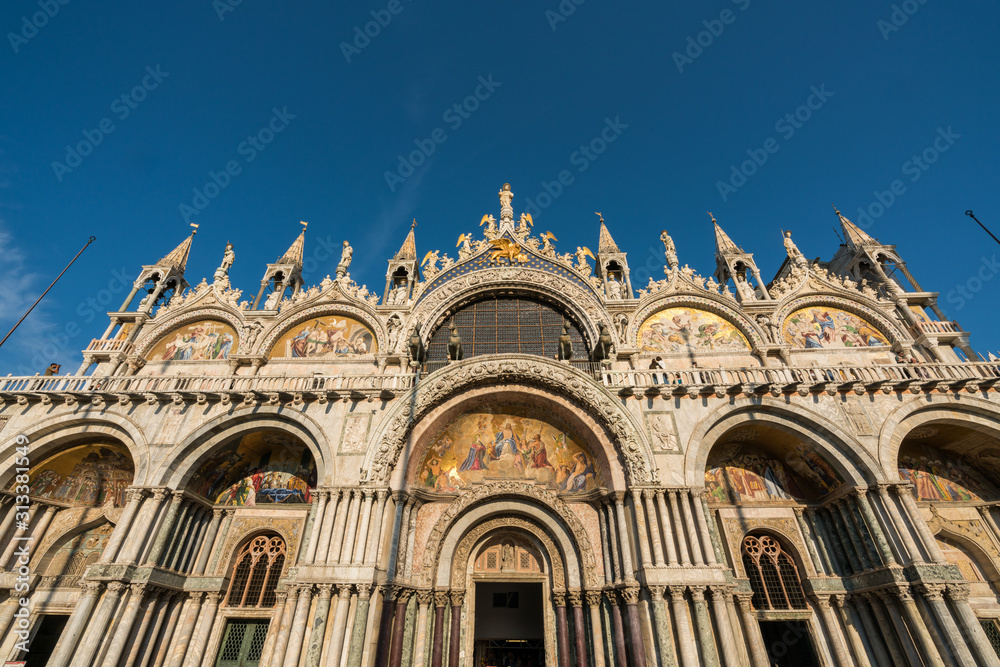 Exterior of famous Saint Mark's Basilica in Venice, Italy