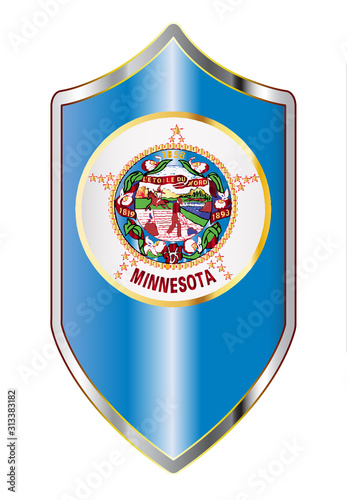 Minnesota State Flag On A Crusader Style Shield